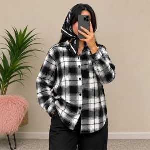 شومیز زنانه جنس فوتر چهار خانه-عکس1